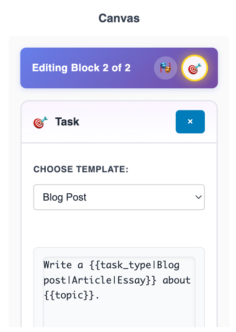 Build prompts visually in AI prompt builder canvas