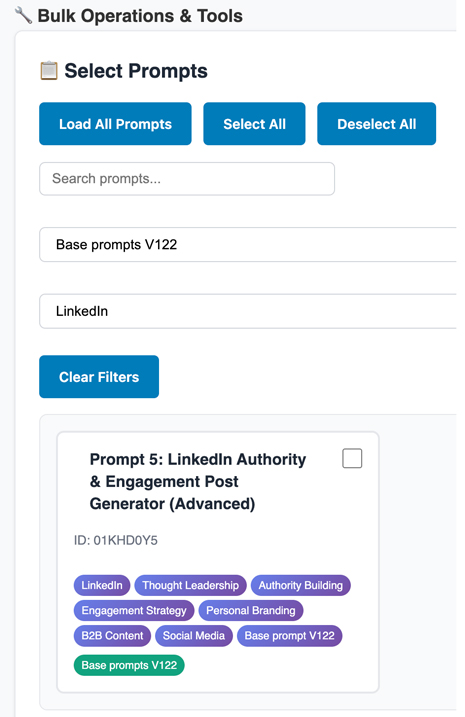 Organizing prompts with tags and categories